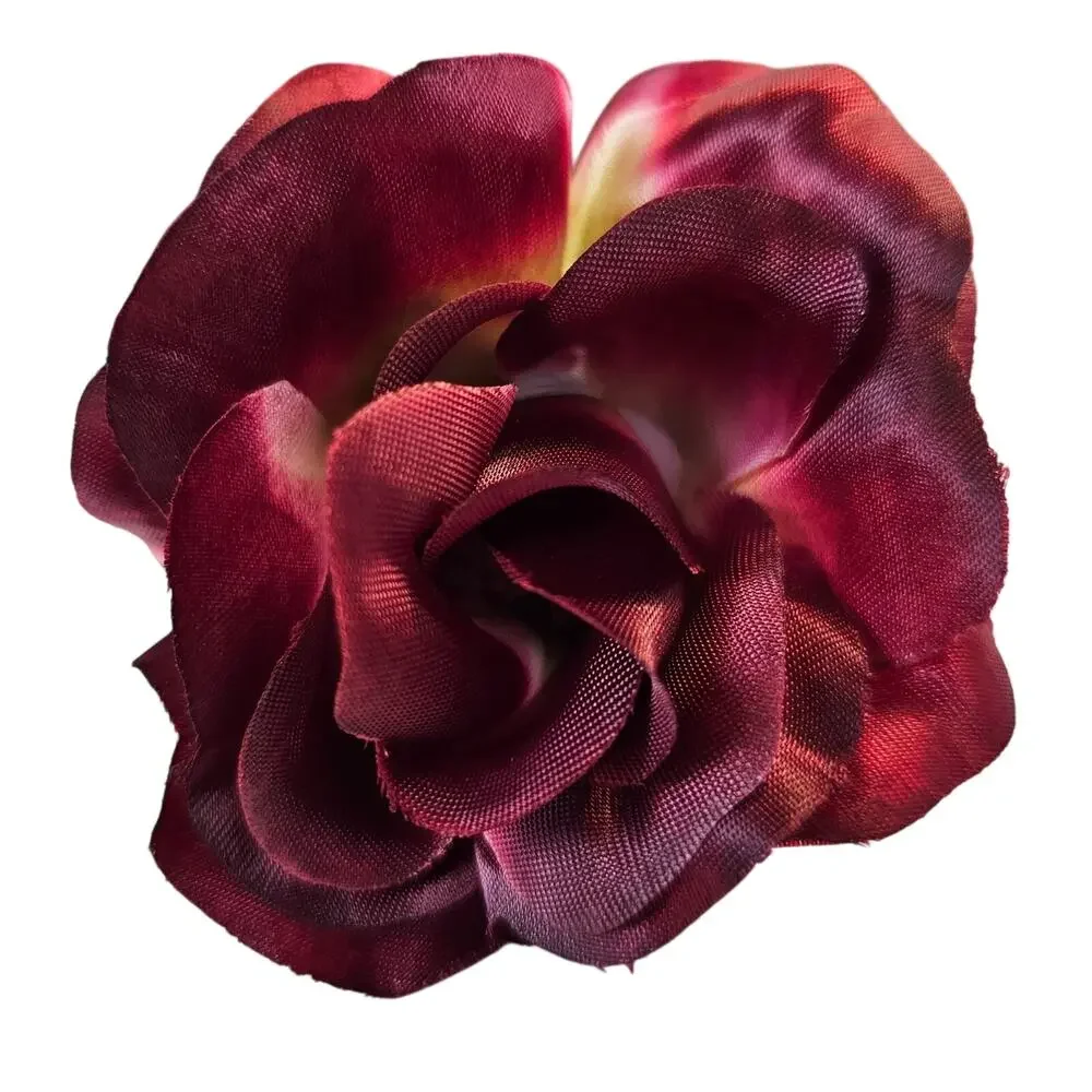 105 Wine Color Satin Rose Heads Lot Open Roses Buds Stemless Wedding Craft Decor